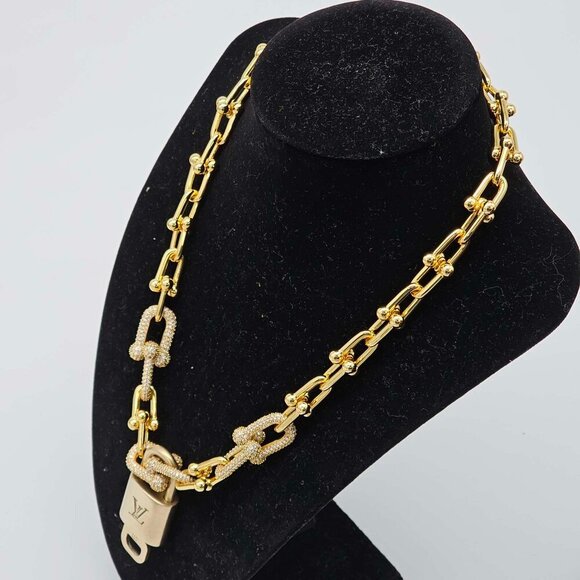 Auth Louis Vuitton Lock & Key w/Unbranded 925 Pure Silver Gold Plated Necklace - Picture 13 of 13